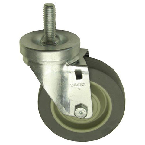 THREADED STEM CASTER4 W  1/2-13 X 1 262418-or -26-2418-THREADED STEM CASTER4 W  1/2-13 X 1-made by:CHG- Part Number -CMT1-4BPN SWIVEL THREADED STEM CASTER, NO BRAKE GREY RUBBER WHEEL [4" DIA] X [1-1/4 WIDE] (3/8 AXLE), (1/2 BORE), (1-1/2 HUB WIDTH) TREAD 