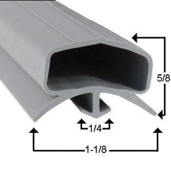 CABINET GASKET 34" LONG, NO MAGNET, GRAY TOP 1/2", BASE 1", HIGH 5/8" COMPRESSION, DART MOUNT. BEVERAGE AIR STF34