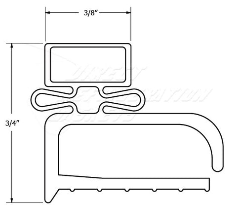 Nor Lake Custom Made Gasket 20 3/8" x  63 ¼" - Magnetic Screwed On 