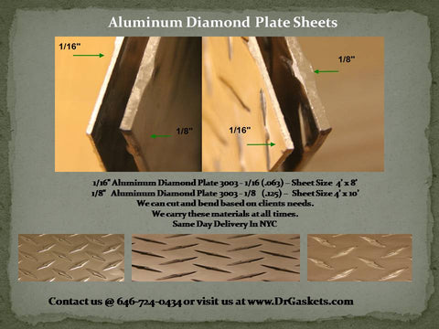 1/4" Aluminum Diamond Plate 5" x 12"  Grade 6061 - Dull Finish  Aluminum diamond plate, sometimes called aluminum tread plate, aluminum floor plate, or aluminum checker plate, is available in 6061-T6 and 3003-H14 sizes. The 6061-T6 alloy has a dull mill f